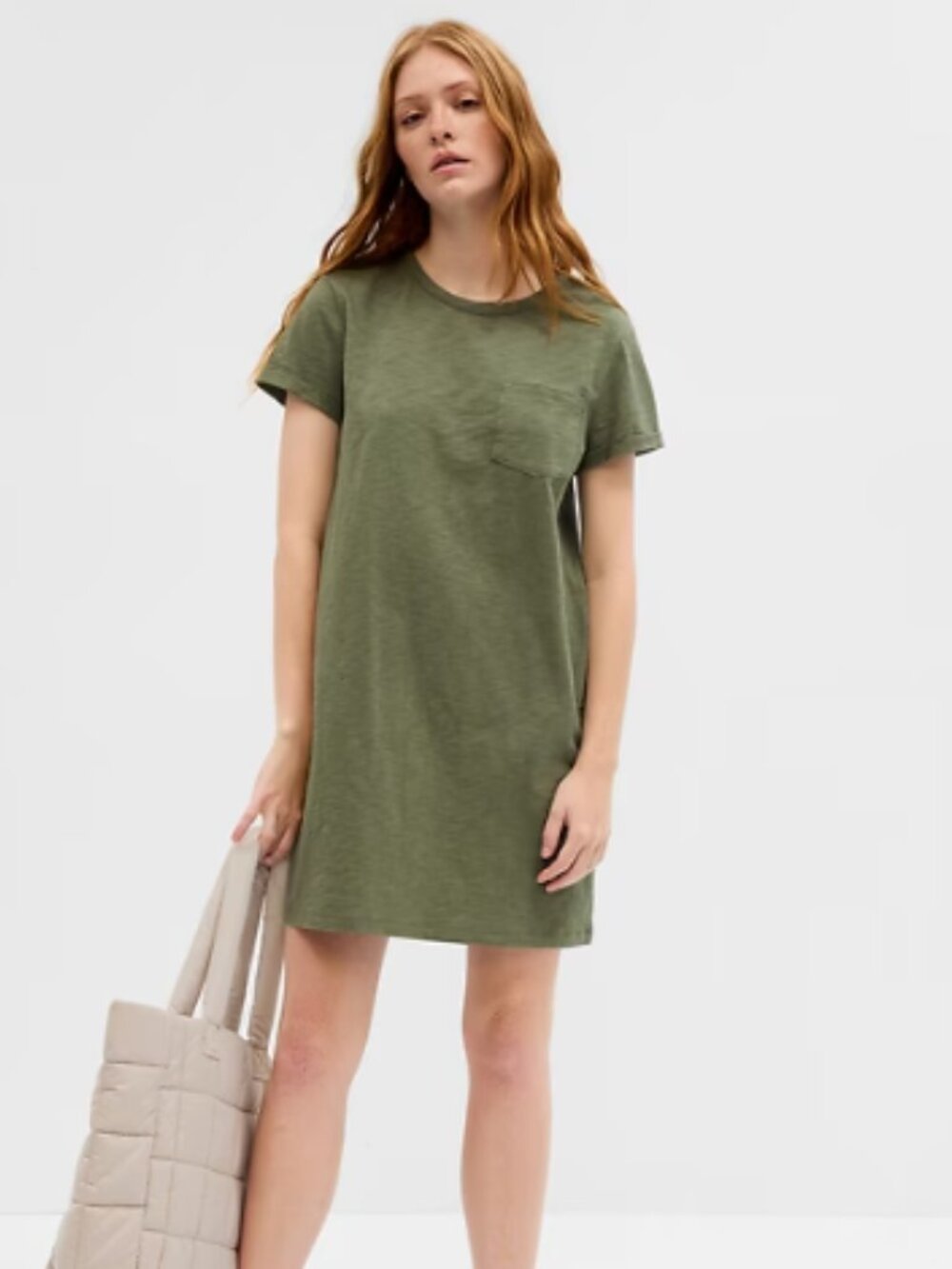 Time & Tru Green T-Shirt Dress with Pocket